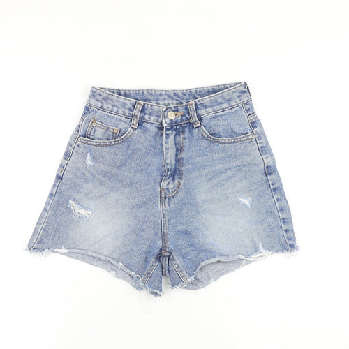 Style Lab Womens Blue Cotton Boyfriend Shorts Size S Regular Zip