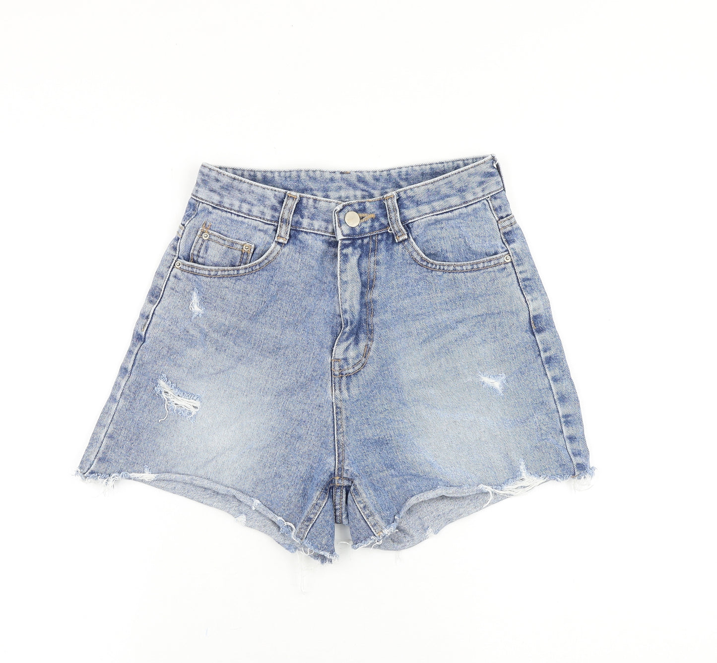 Style Lab Womens Blue Cotton Boyfriend Shorts Size S Regular Zip