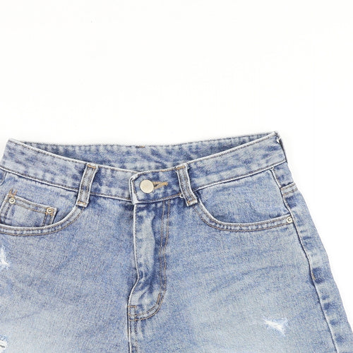 Style Lab Womens Blue Cotton Boyfriend Shorts Size S Regular Zip