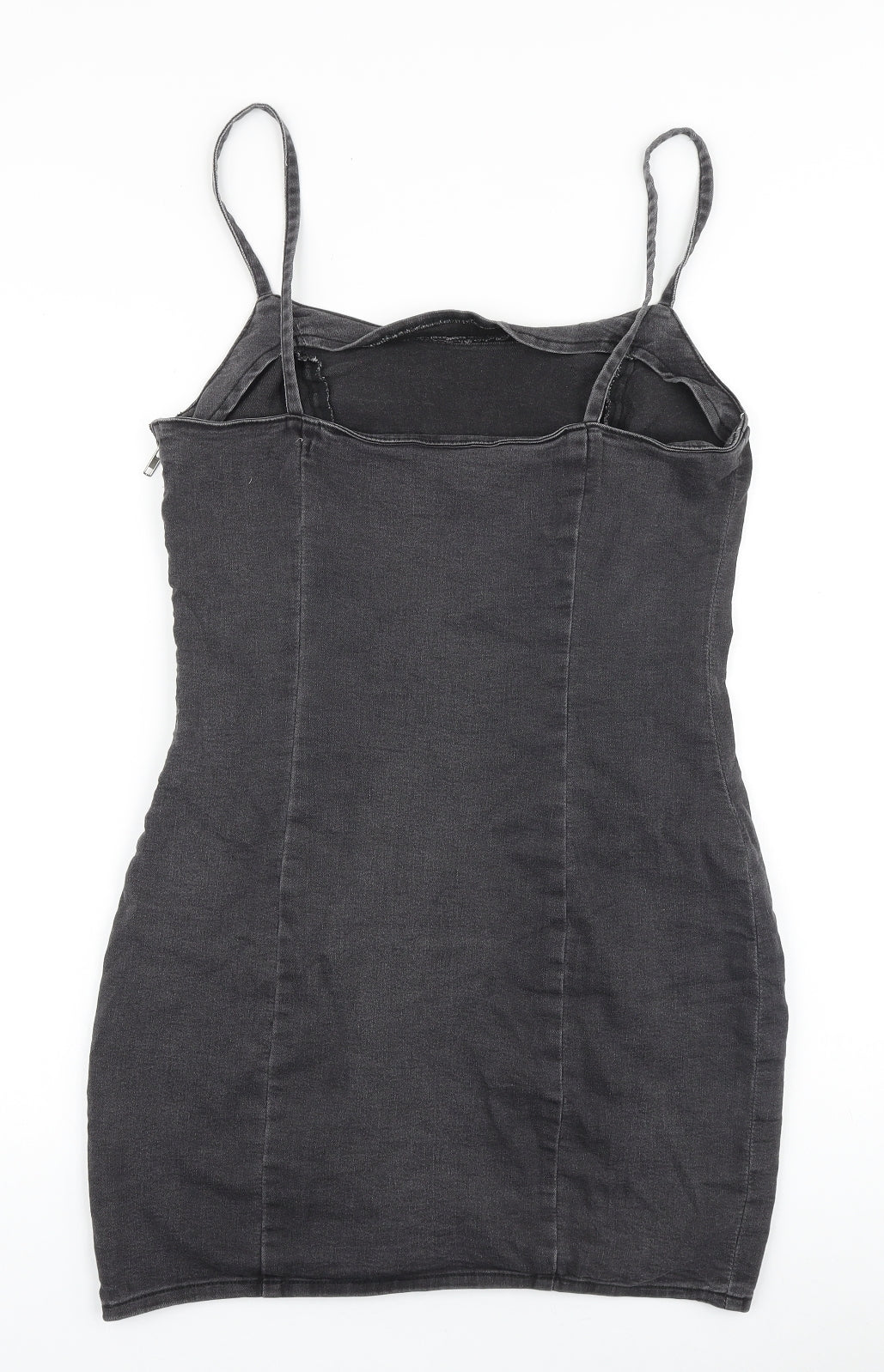 H&M Womens Grey Cotton Mini Size 14 Scoop Neck Zip