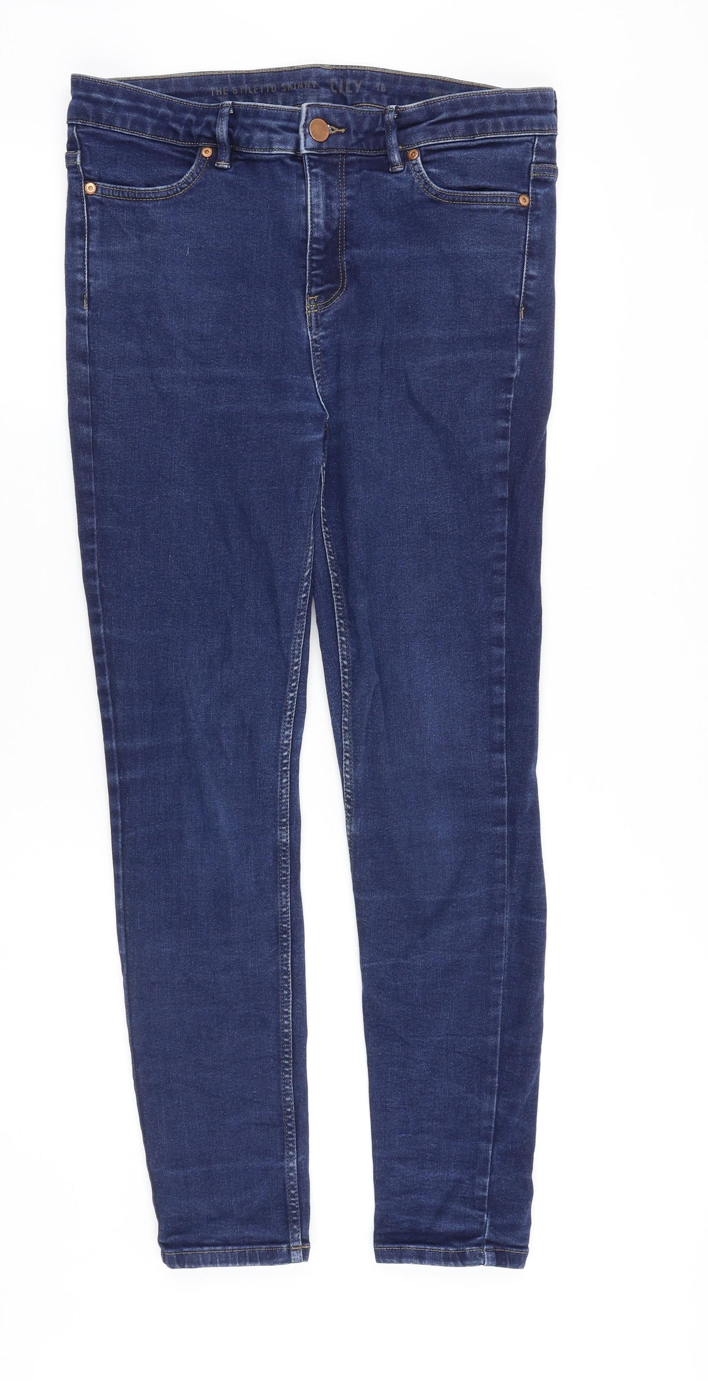 Oasis Womens Blue Cotton Skinny Jeans Size 32 in Slim Zip