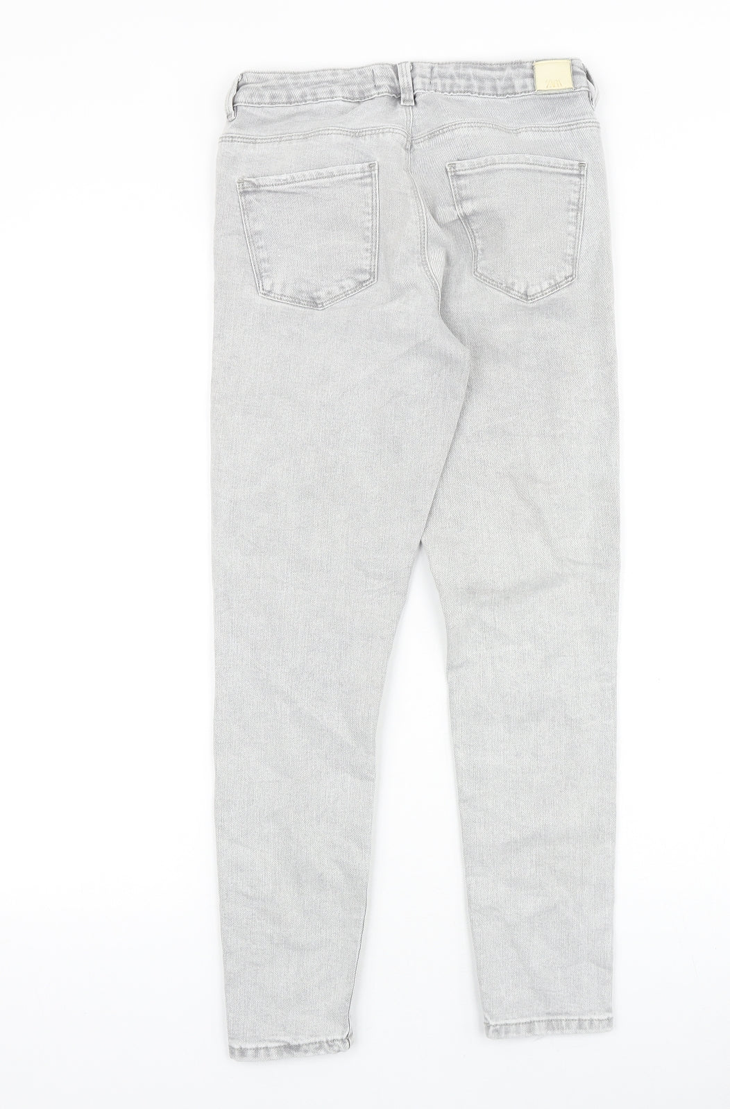 Zara Girls Grey Cotton Skinny Jeans Size 11-12 Years Regular Zip - Distressed