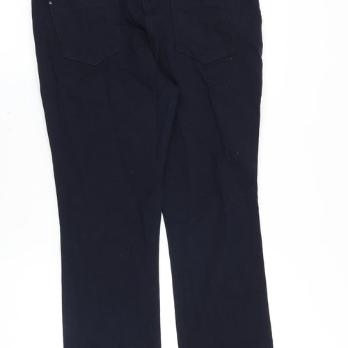 M&Co Womens Blue Cotton Straight Jeans Size 12 Regular Zip
