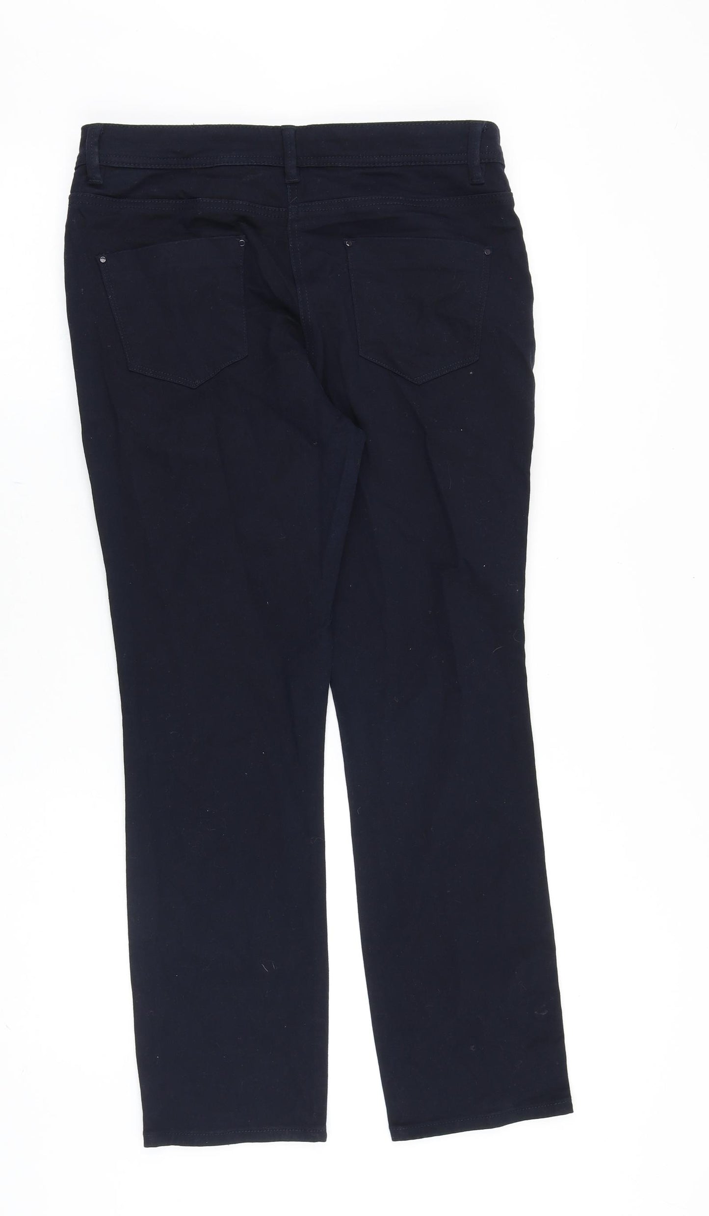 M&Co Womens Blue Cotton Straight Jeans Size 12 Regular Zip