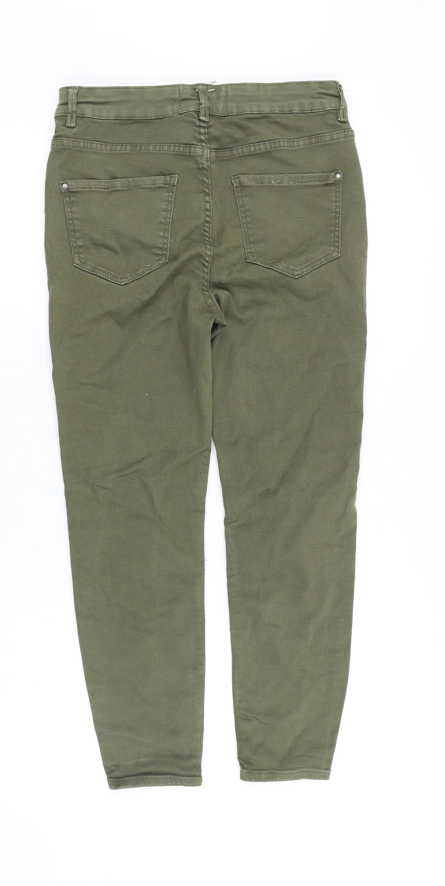 New Look Womens Green Cotton Skinny Jeans Size 28 in Slim Zip