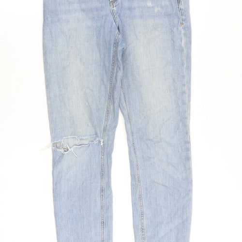 Topshop Womens Blue Cotton Straight Jeans Size 26 in Regular Zip