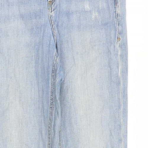 Topshop Womens Blue Cotton Straight Jeans Size 26 in Regular Zip
