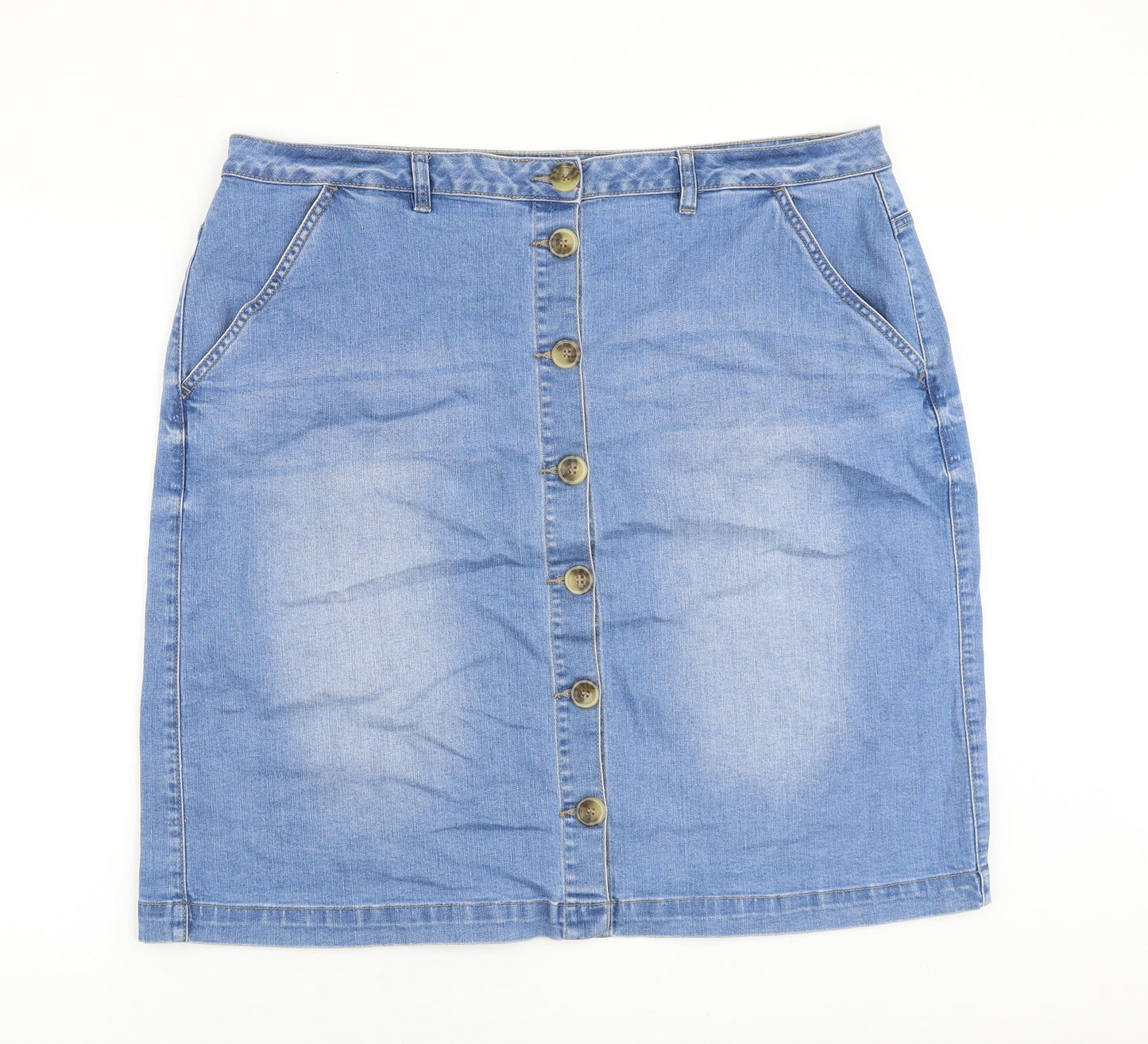 Nutmeg Womens Blue Cotton Straight & Pencil Skirt Size 22 Button