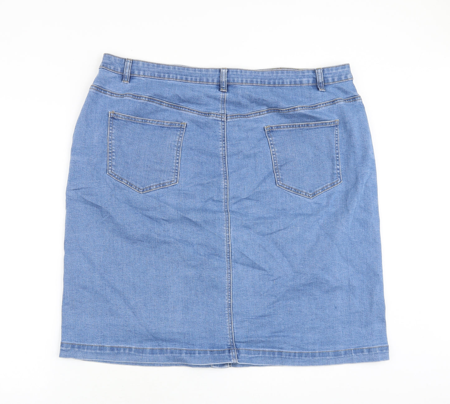 Nutmeg Womens Blue Cotton Straight & Pencil Skirt Size 22 Button
