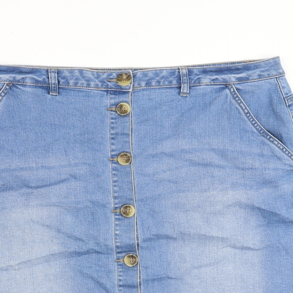 Nutmeg Womens Blue Cotton Straight & Pencil Skirt Size 22 Button