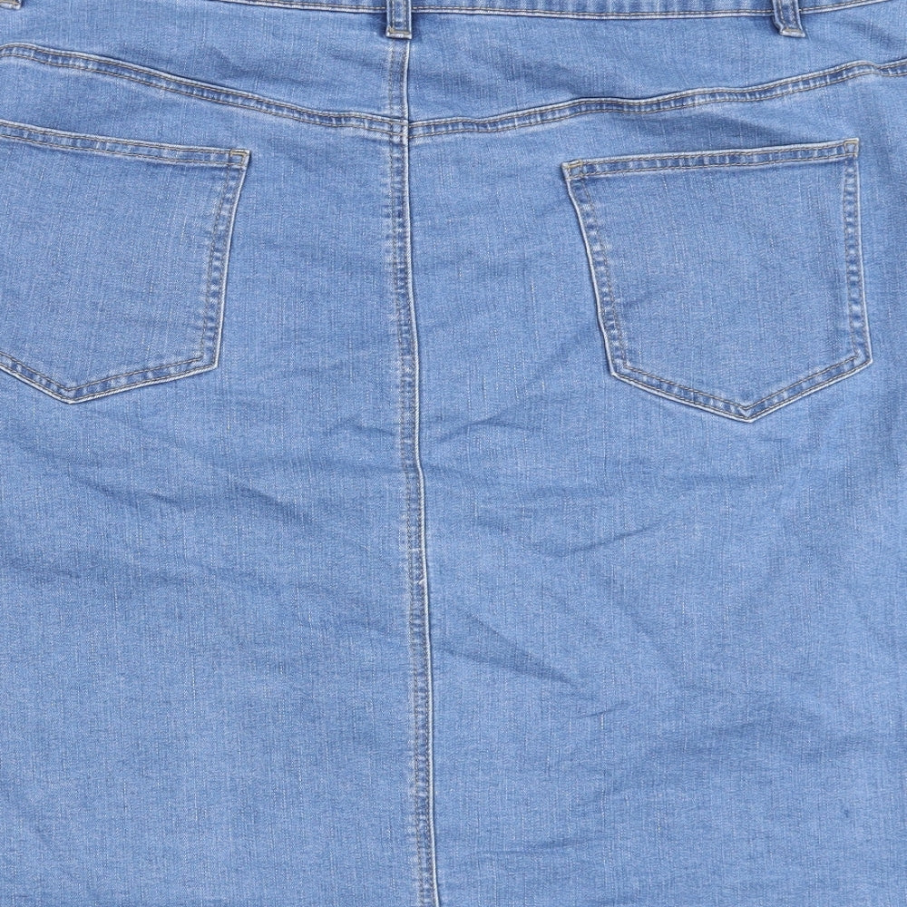Nutmeg Womens Blue Cotton Straight & Pencil Skirt Size 22 Button