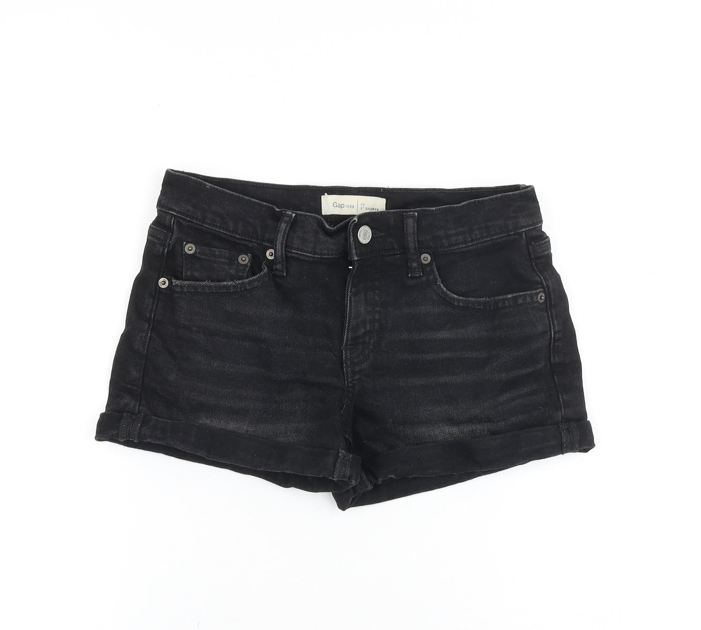 Gap Womens Black Cotton Boyfriend Shorts Size 28 Regular Zip