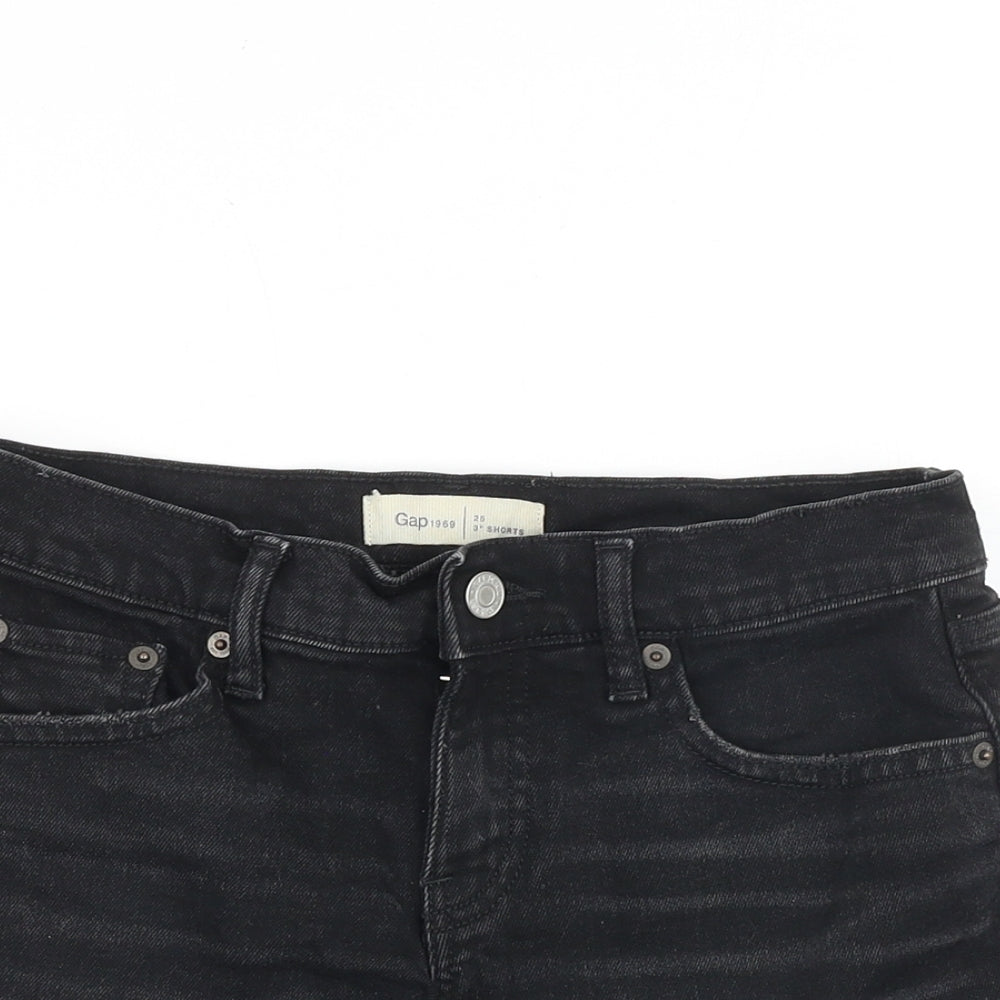 Gap Womens Black Cotton Boyfriend Shorts Size 28 Regular Zip