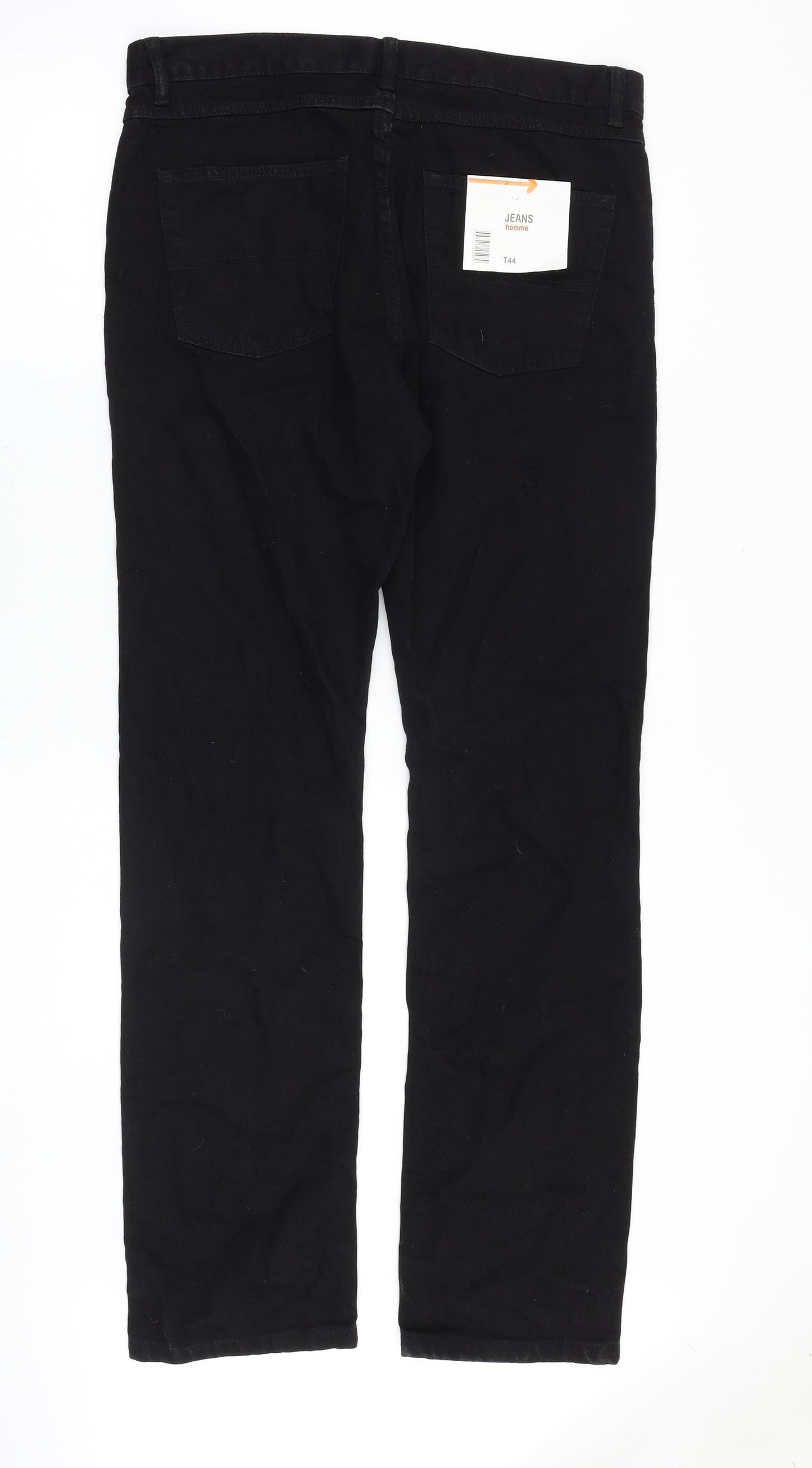 Selected Homme Mens Black Cotton Straight Jeans Size 38 in Regular Zip