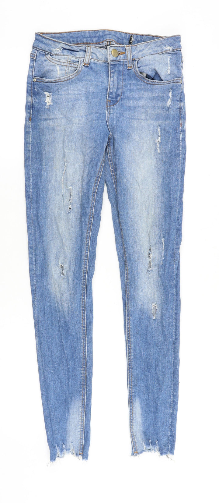 Preworn Womens Blue Cotton Skinny Jeans Size 26 in Slim Zip