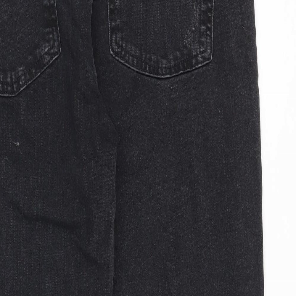Marks and Spencer Womens Black Cotton Straight Jeans Size 16 Regular Zip