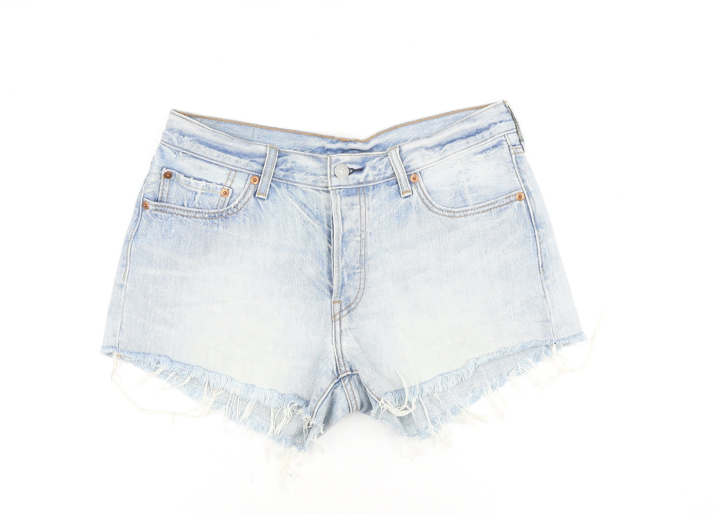 Levi's Womens Blue Cotton Cut-Off Shorts Size 32 in Regular Zip