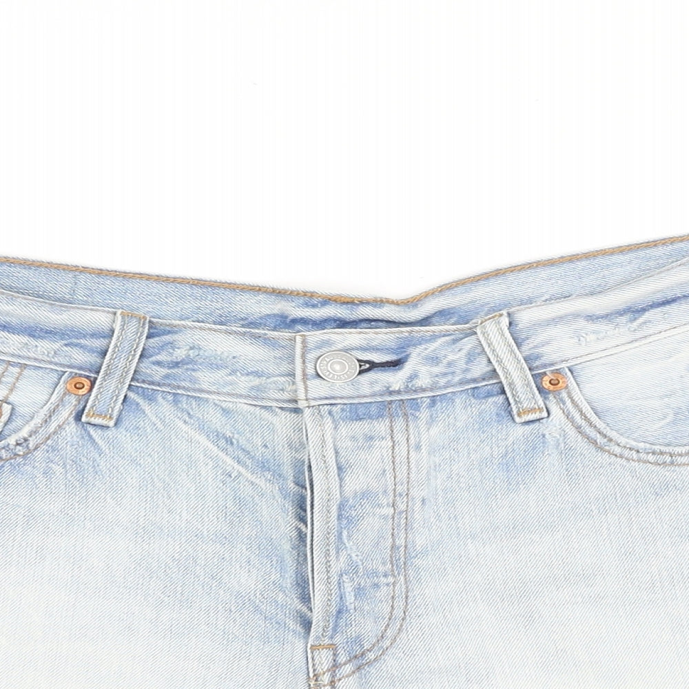 Levi's Womens Blue Cotton Cut-Off Shorts Size 32 in Regular Zip