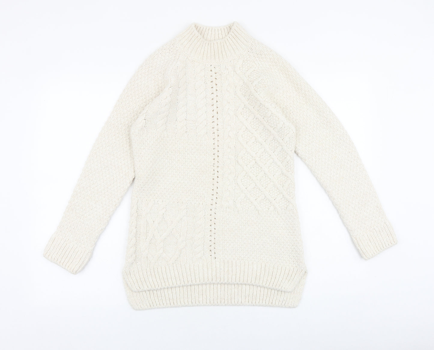 TU Womens Beige High Neck Polyester Pullover Jumper Size 10