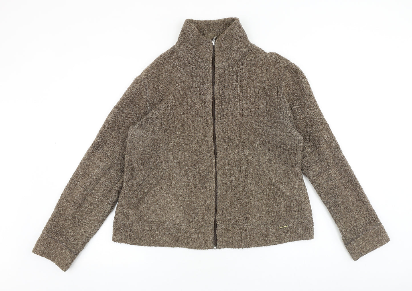 NEXT Womens Brown High Neck Polyester Full Zip Jumper Size 18