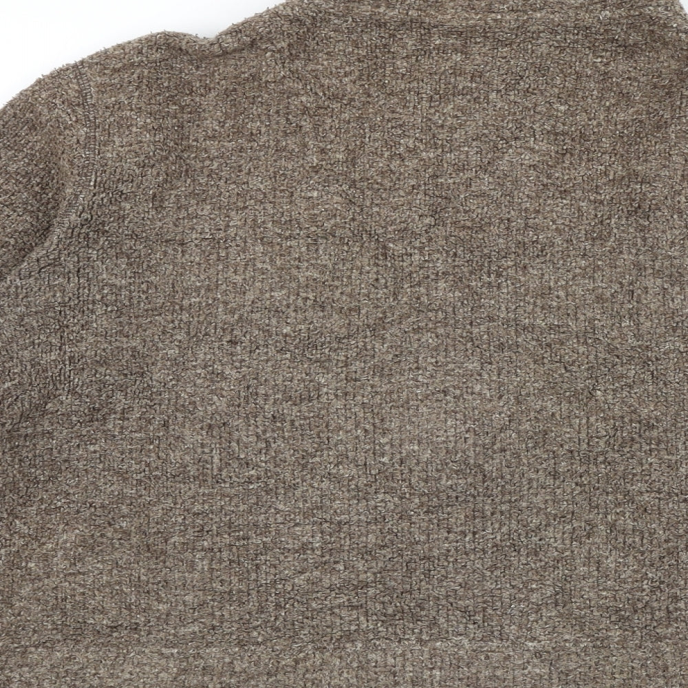 NEXT Womens Brown High Neck Polyester Full Zip Jumper Size 18
