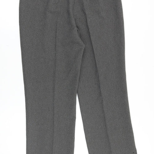 Marks and Spencer Womens Grey Polyester Dress Pants Trousers Size 10 Regular Zip - Eyelet Detail