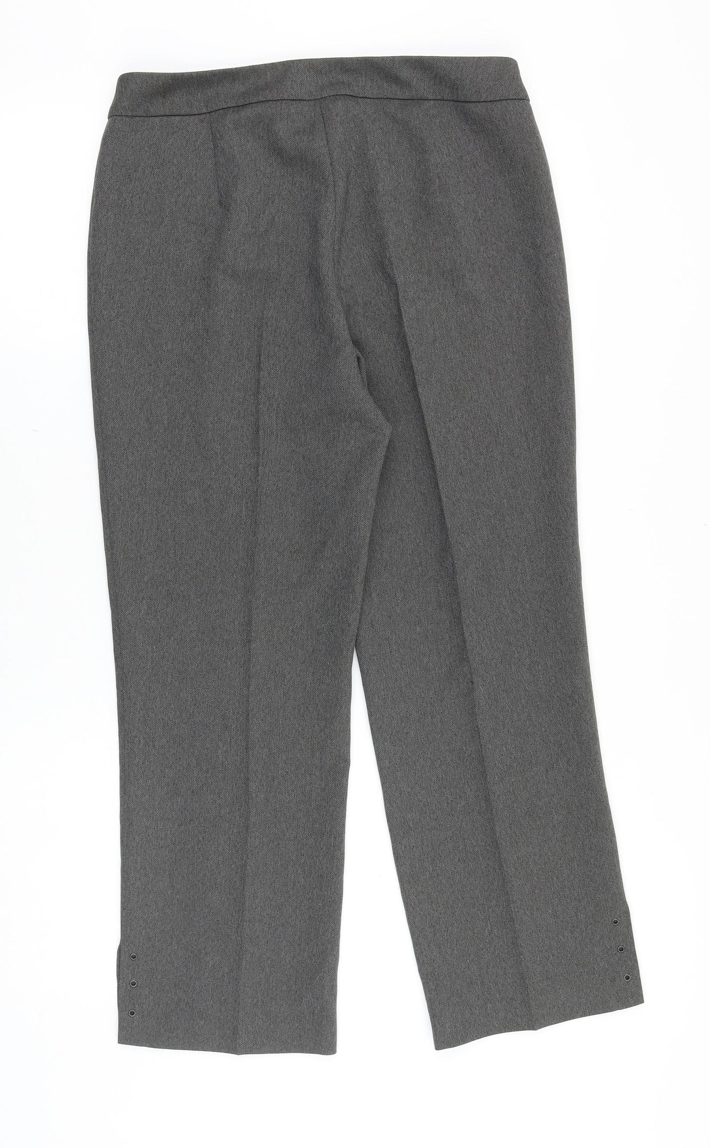 Marks and Spencer Womens Grey Polyester Dress Pants Trousers Size 10 Regular Zip - Eyelet Detail