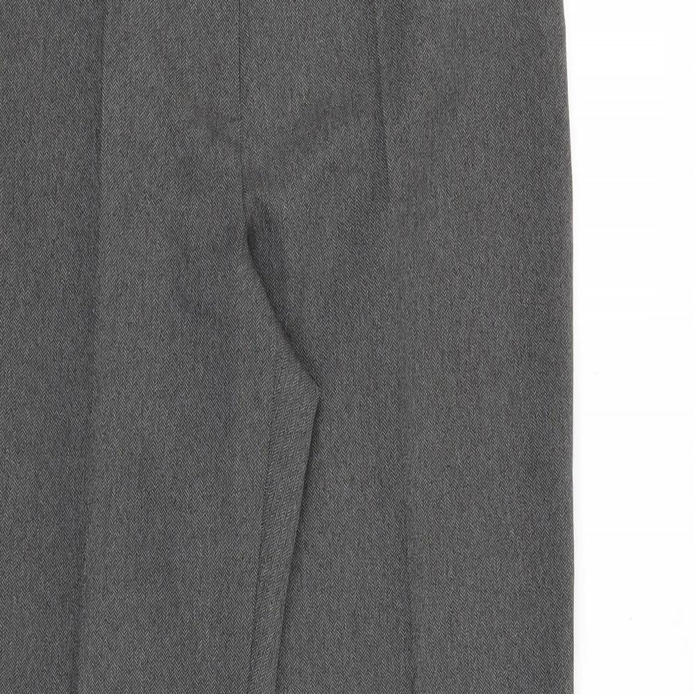 Marks and Spencer Womens Grey Polyester Dress Pants Trousers Size 10 Regular Zip - Eyelet Detail