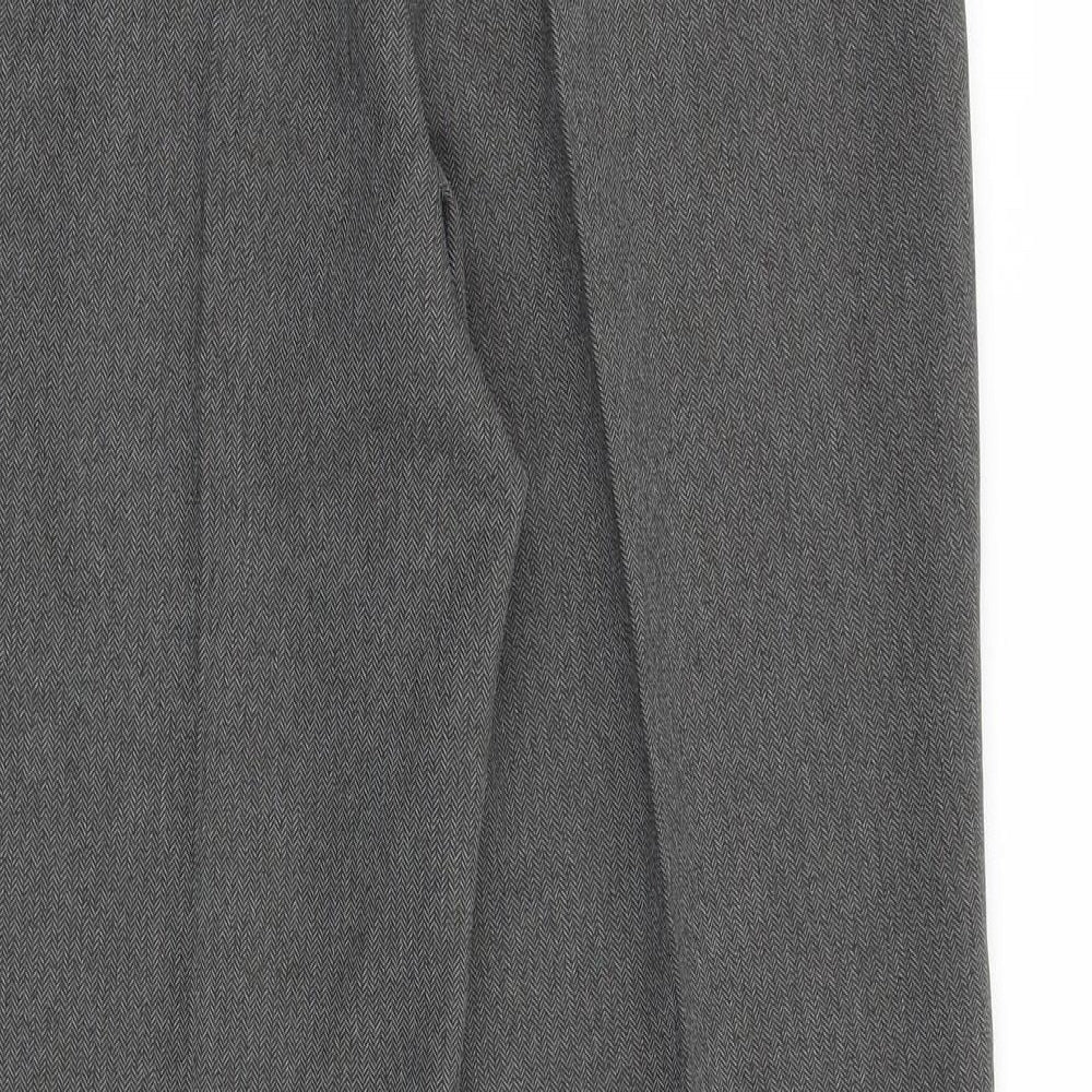 Marks and Spencer Womens Grey Polyester Dress Pants Trousers Size 10 Regular Zip - Eyelet Detail