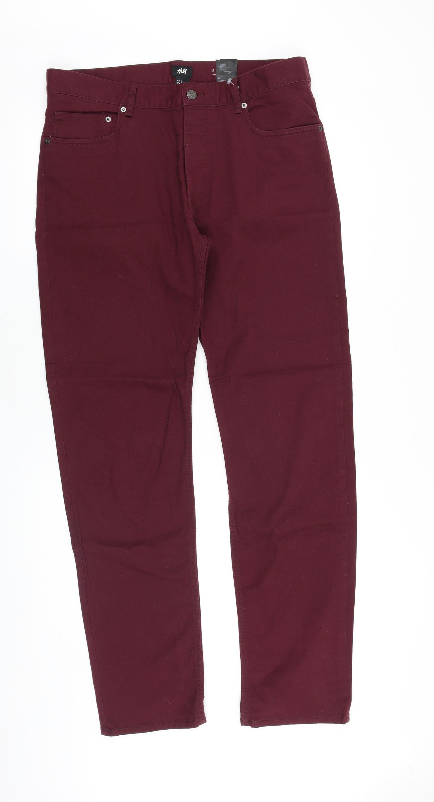 H&M Womens Purple Cotton Straight Jeans Size 34 in Regular Zip