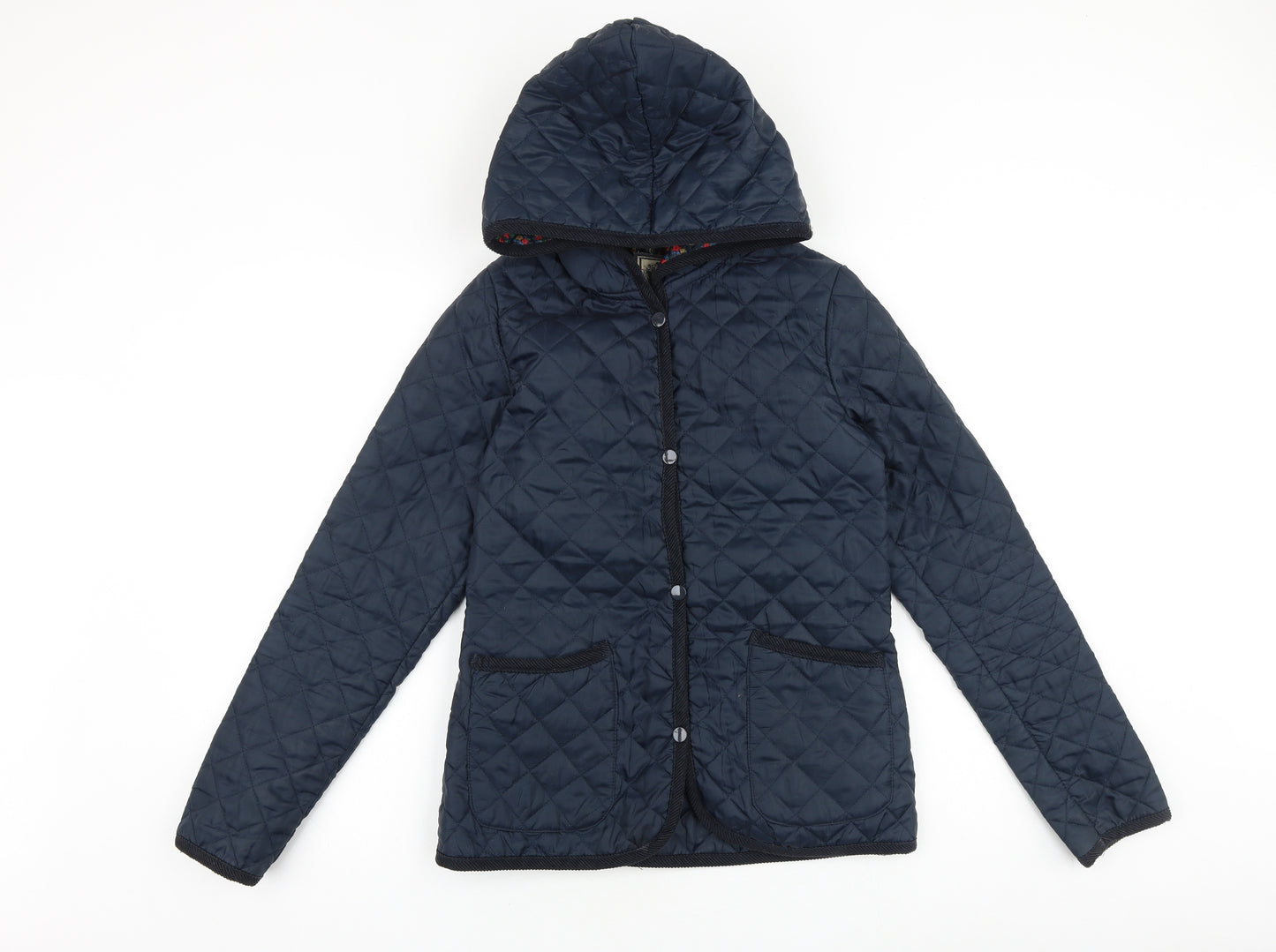 New Look Womens Blue Quilted Coat Size 10 Snap