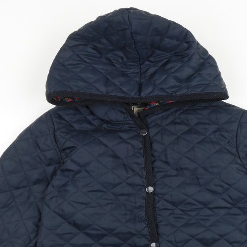 New Look Womens Blue Quilted Coat Size 10 Snap