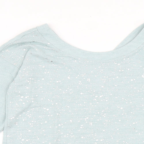 NEXT Womens Blue Viscose Basic T-Shirt Size 10 Scoop Neck