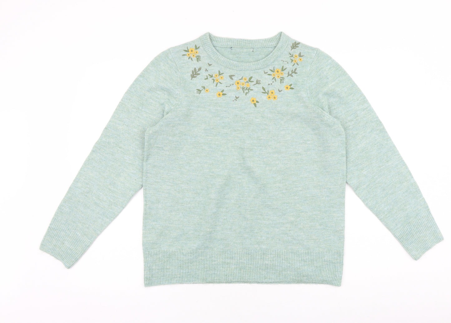 Bonmarché Womens Blue Round Neck Polyester Pullover Jumper Size 14