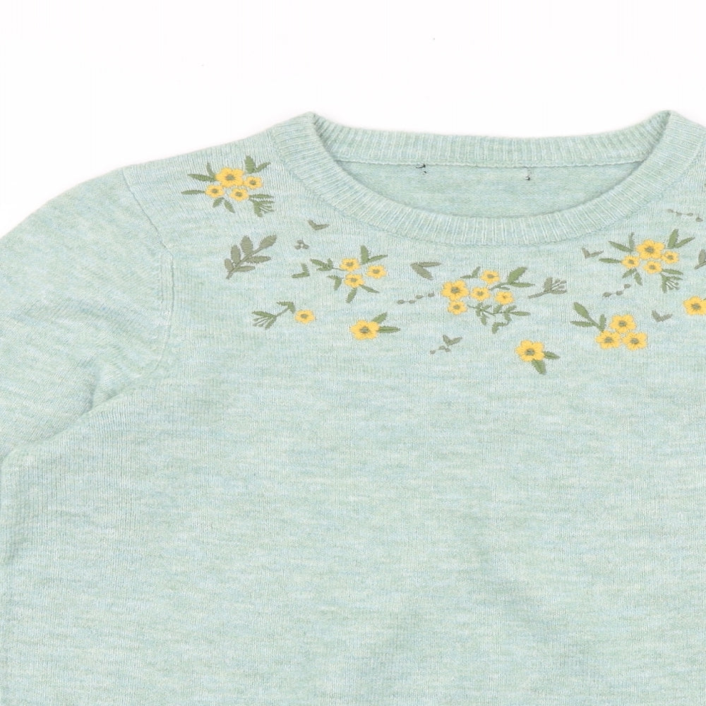Bonmarché Womens Blue Round Neck Polyester Pullover Jumper Size 14