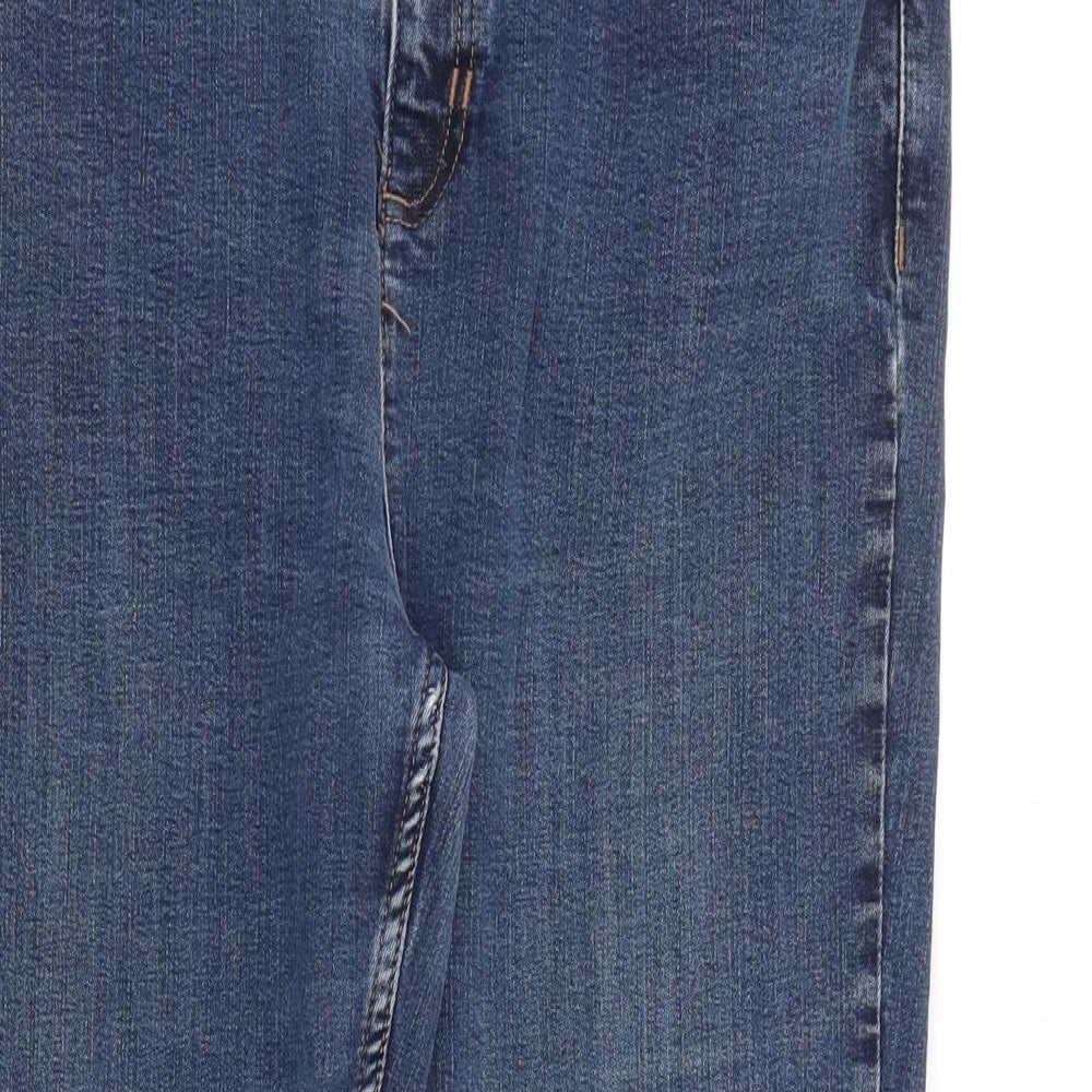 Marks and Spencer Womens Blue Cotton Straight Jeans Size 16 Regular Zip
