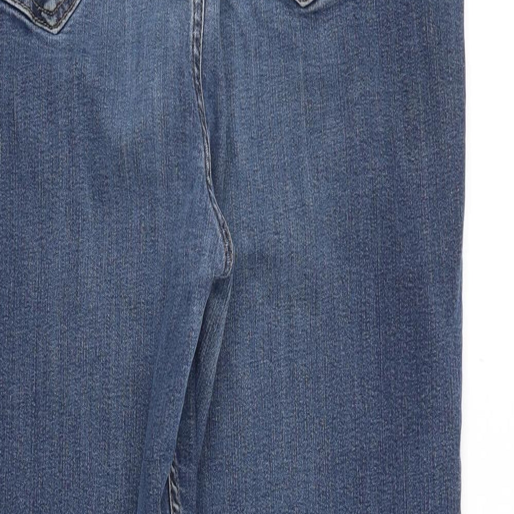 Marks and Spencer Womens Blue Cotton Straight Jeans Size 16 Regular Zip