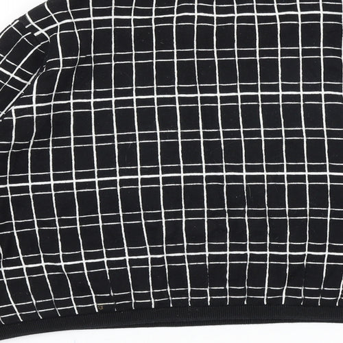 Zara Womens Black Round Neck Check Cotton Pullover Jumper Size M