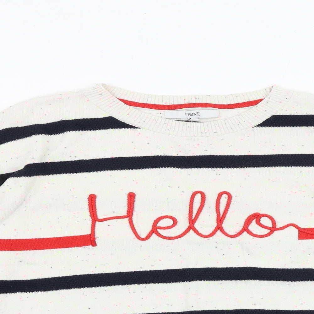 NEXT Womens Multicoloured Round Neck Striped Cotton Pullover Jumper Size 10 - Hello
