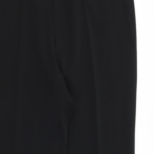Preworn Mens Black Polyester Trousers Size 36 in Regular Zip