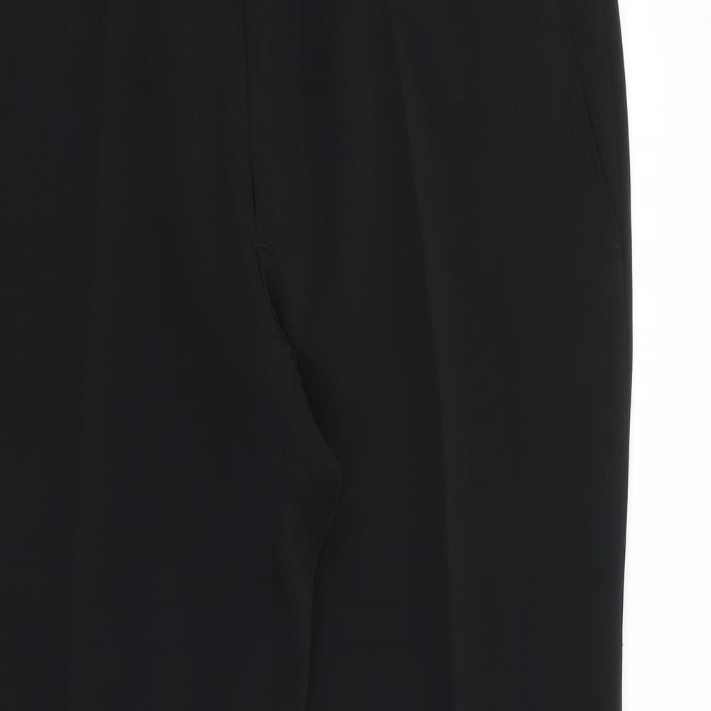 Preworn Mens Black Polyester Trousers Size 36 in Regular Zip