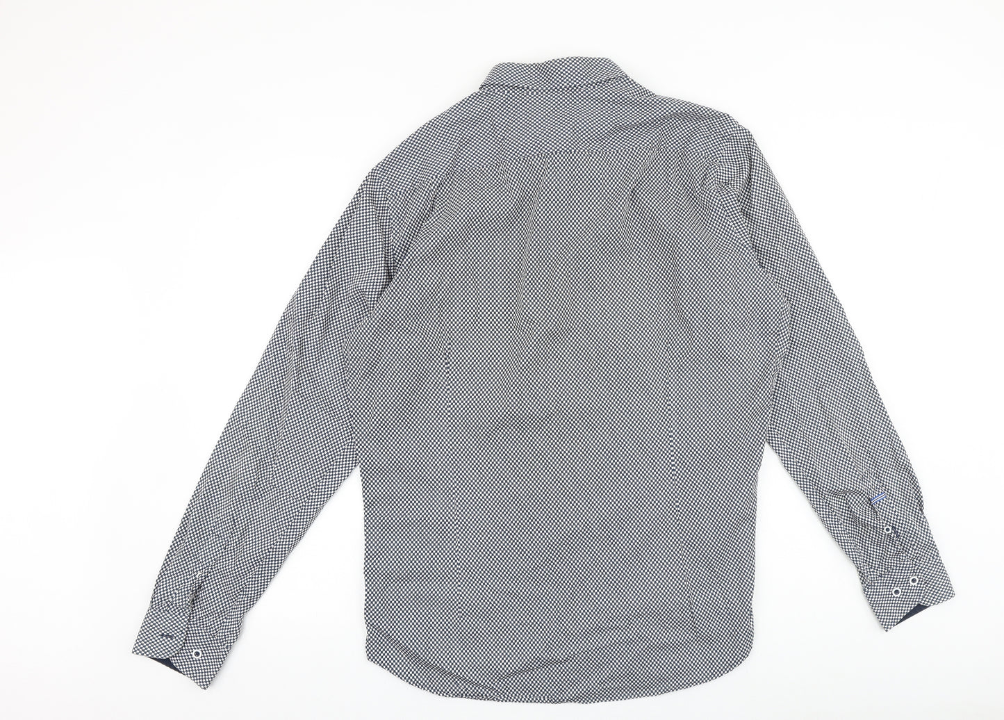xxthanniversary Mens Blue Geometric Cotton Button-Up Size XL Collared Button
