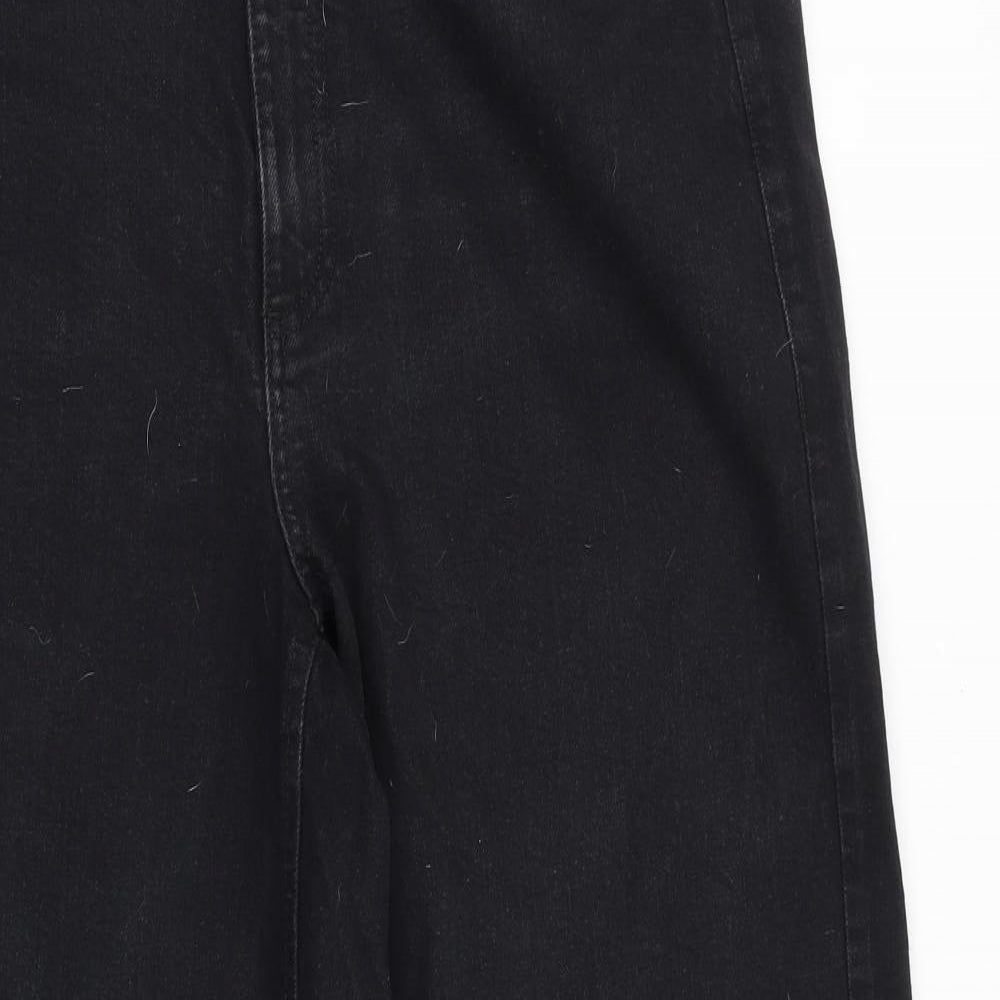 Marks and Spencer Womens Black Cotton Straight Jeans Size 16 L30 in Regular Zip