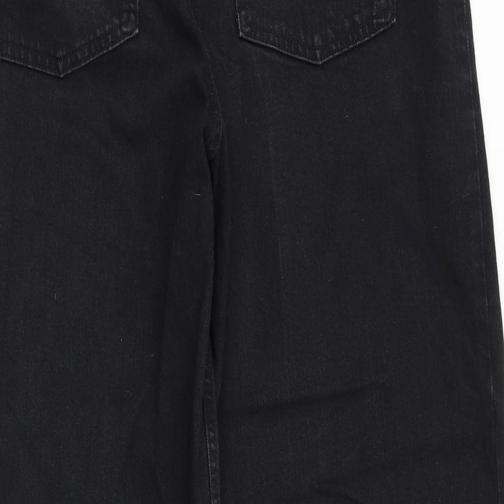 Marks and Spencer Womens Black Cotton Straight Jeans Size 16 L30 in Regular Zip