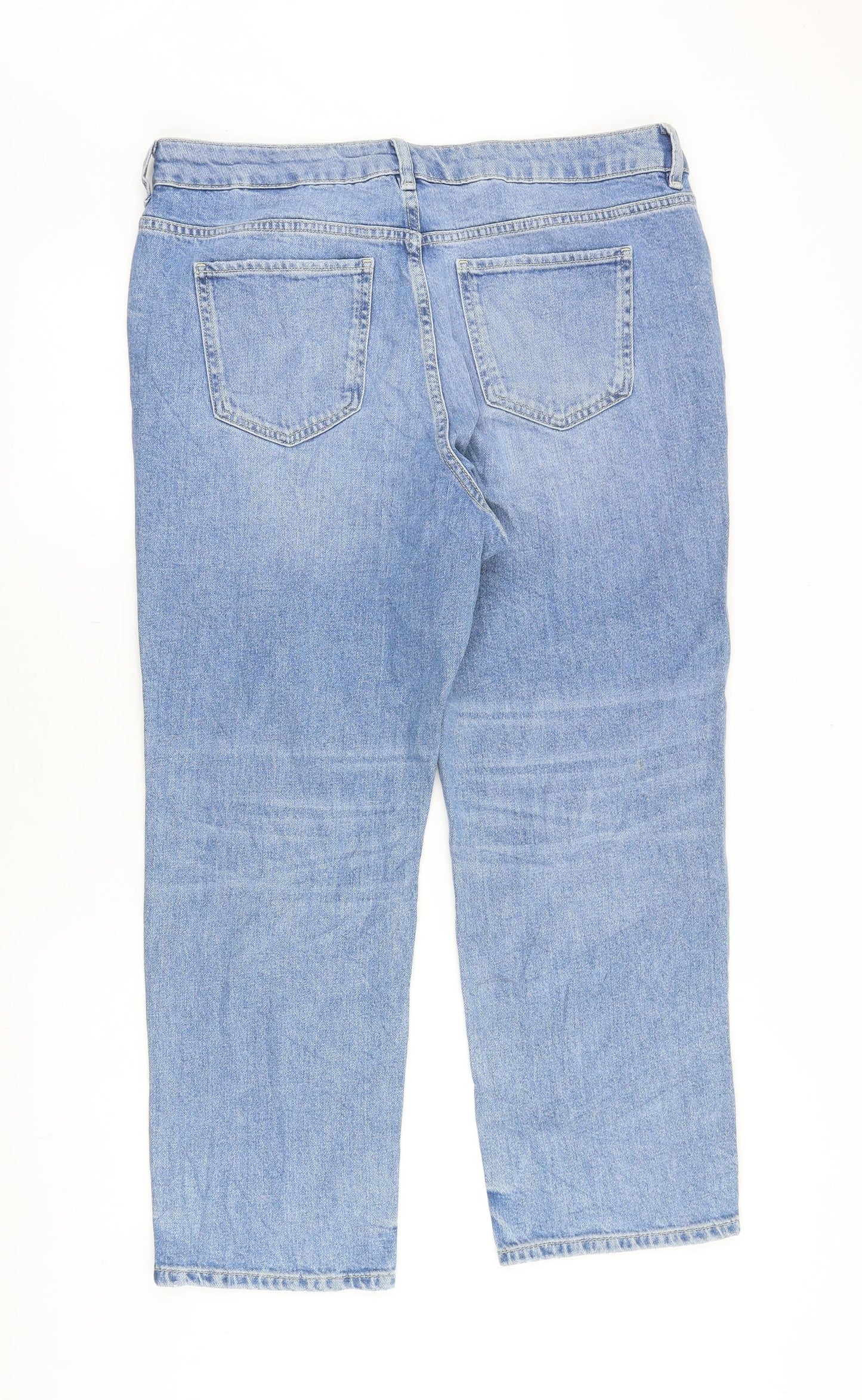 Marks and Spencer Womens Blue Cotton Straight Jeans Size 16 Regular Zip