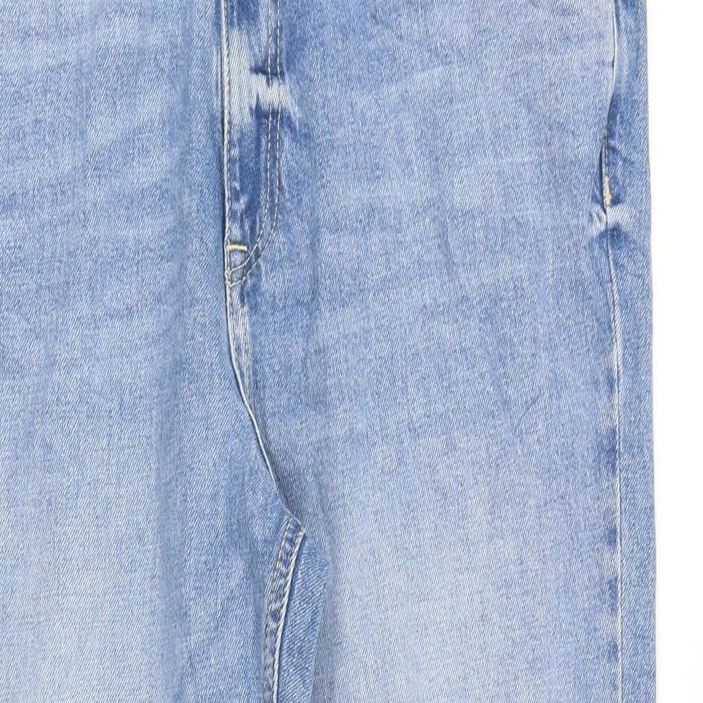 Marks and Spencer Womens Blue Cotton Straight Jeans Size 16 Regular Zip