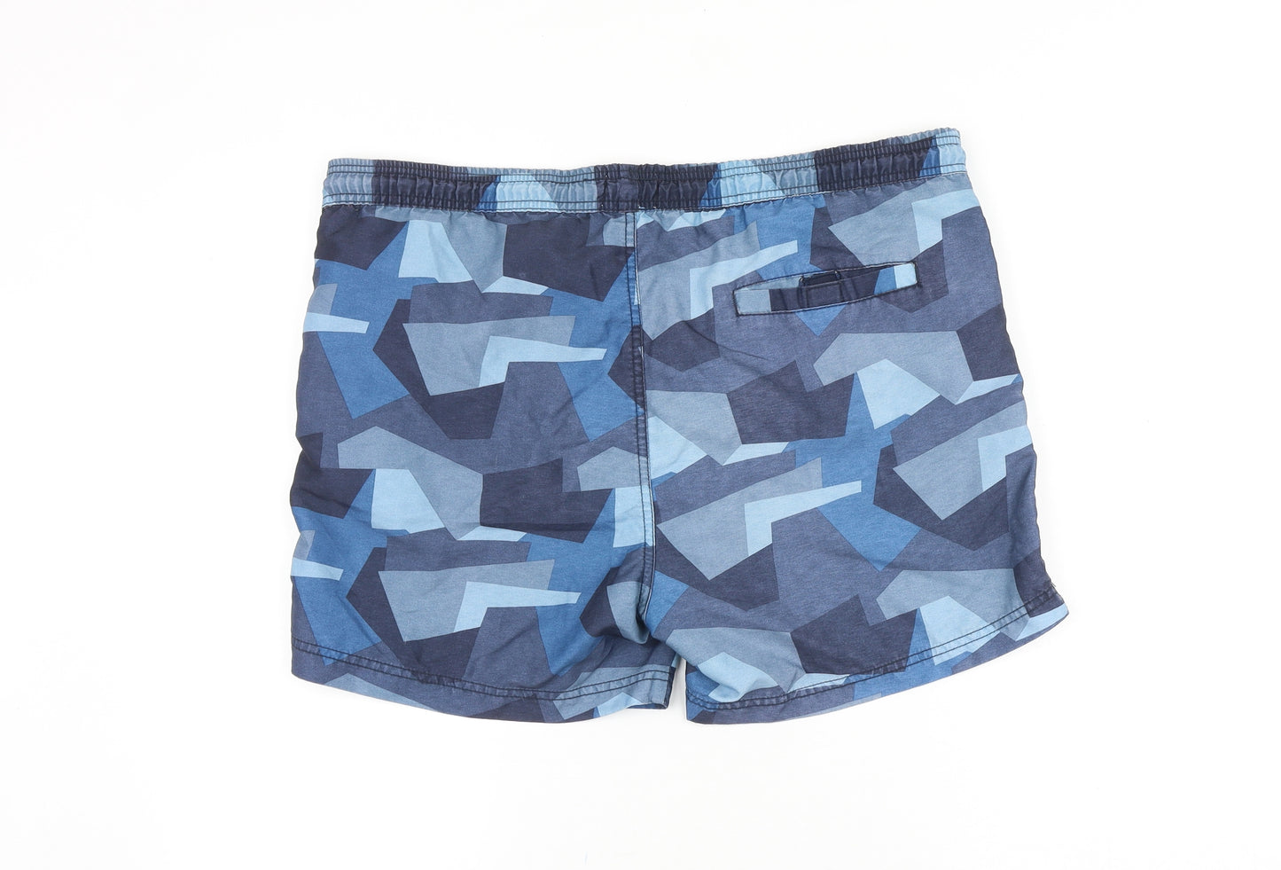 Custom Surf Mens Blue Geometric Polyester Chino Shorts Size M Regular Drawstring - Swim Short