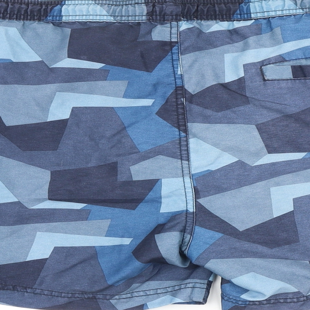 Custom Surf Mens Blue Geometric Polyester Chino Shorts Size M Regular Drawstring - Swim Short