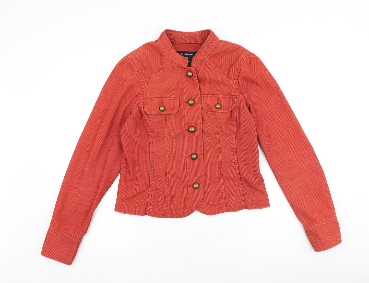 Calvin Klein Womens Red Jacket Size L Button