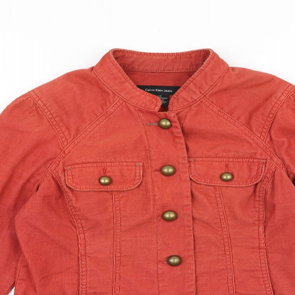 Calvin Klein Womens Red Jacket Size L Button